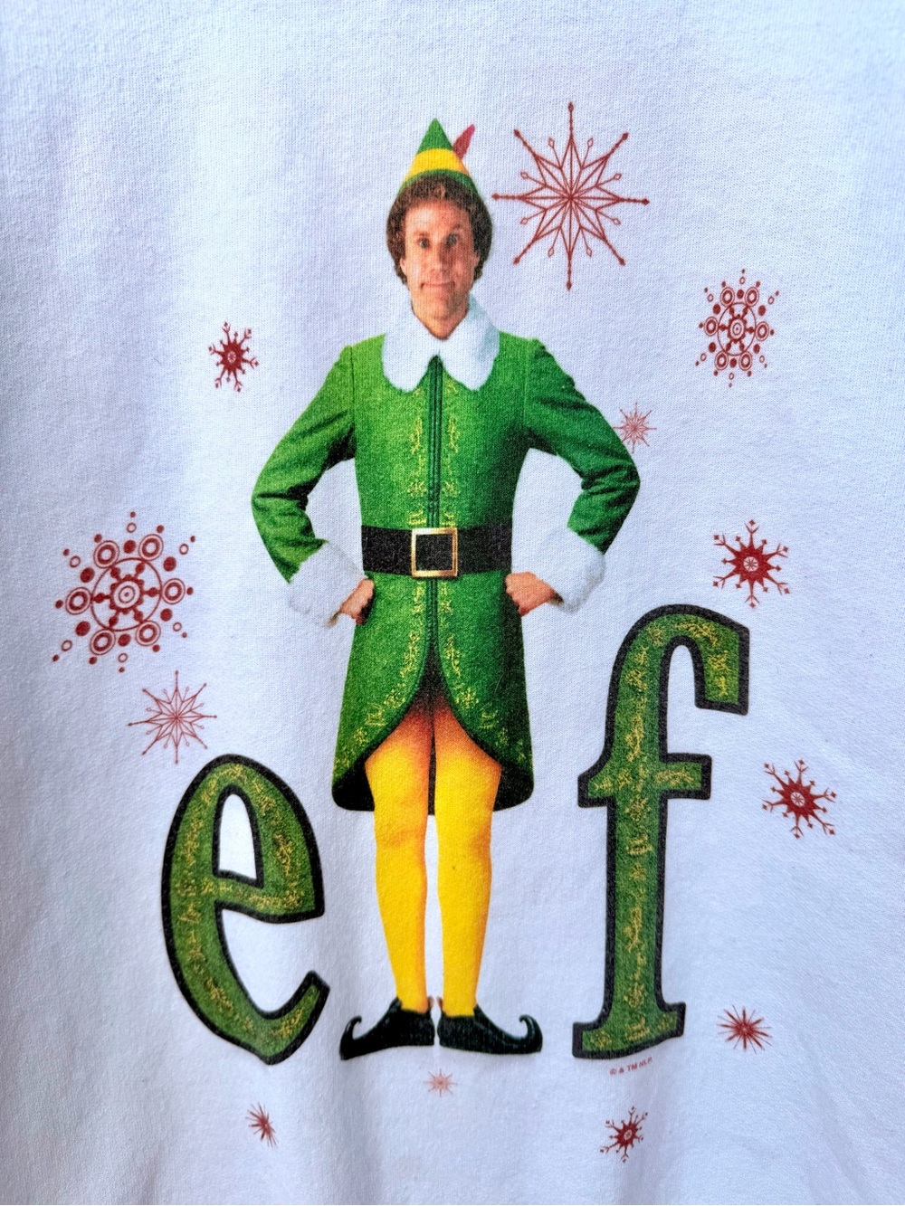 Elf Buddy Christmas Crewneck Sweatshirt White Size Small Will Ferrell Holida